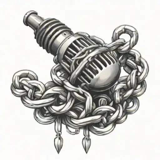 3D Tattoo Of A Mic Wrapped In Chains Wrapped