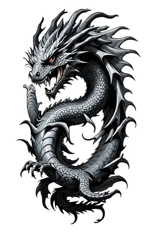 Detailed Nordic Dragon Intertwined