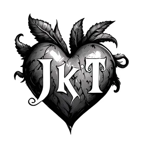 Masculine Heart With Letters J K T