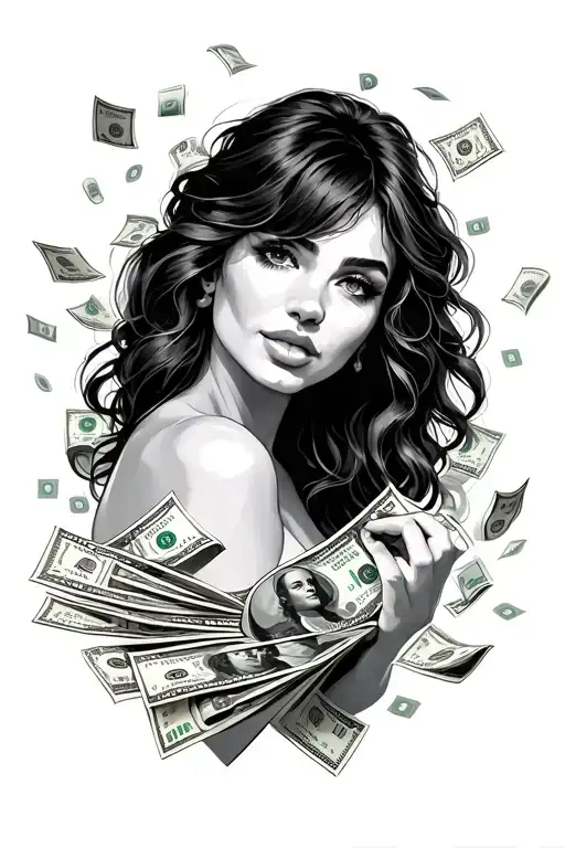 Woman And Money Falling