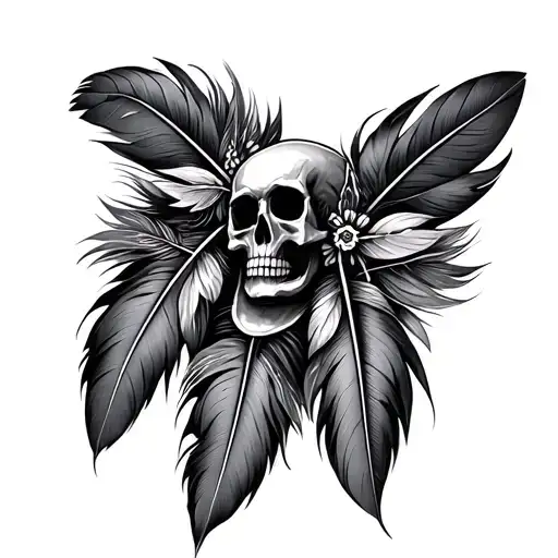 Indian Feathers With Skulls