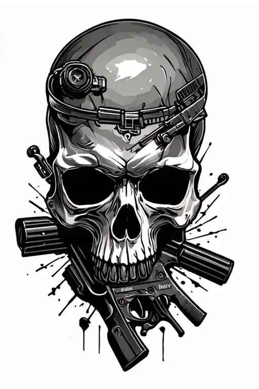 Skull And M16 Riffle
