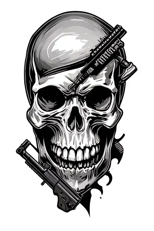 Skull And M16 Rifle Morphing