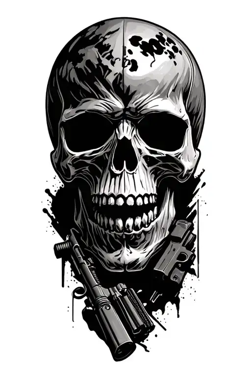 Skull And M16 Rifle Morphing