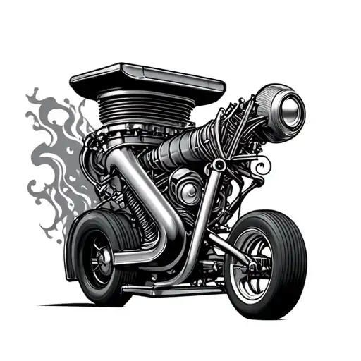 Engine And Hot Rod Tattoo Sleeve