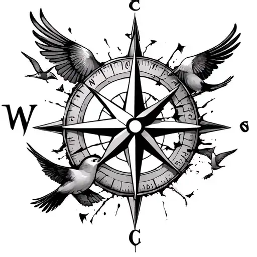 Compass Star Breaking Into Birds Flying
