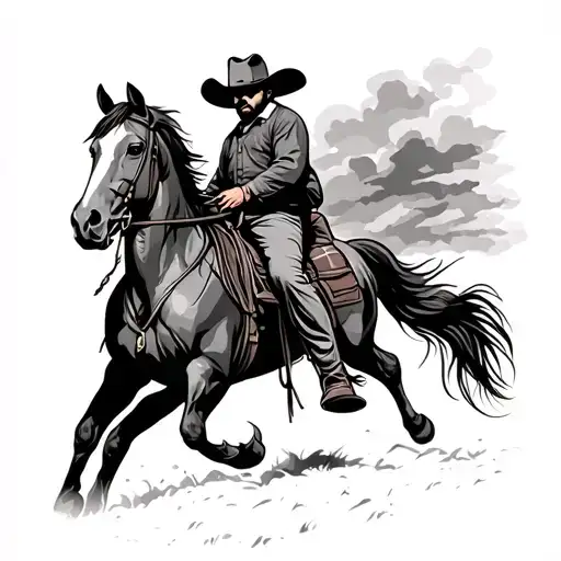 American Trad Cowboy On Horse
