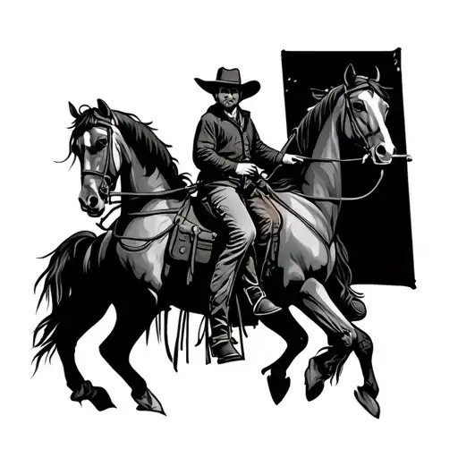 American Trad Cowboy On A Horse With A Cigarette