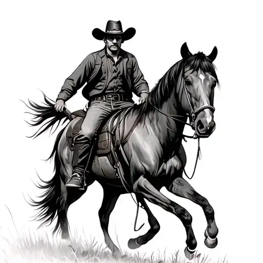American Trad Cowboy On A Horse Walking To The Camera