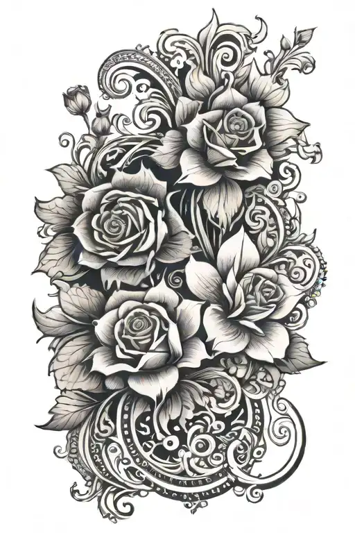 Ornamental Full Back With Flowers