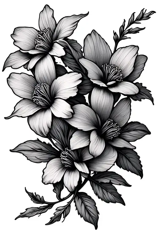 2 Dainty Flowers Looped At Bottom