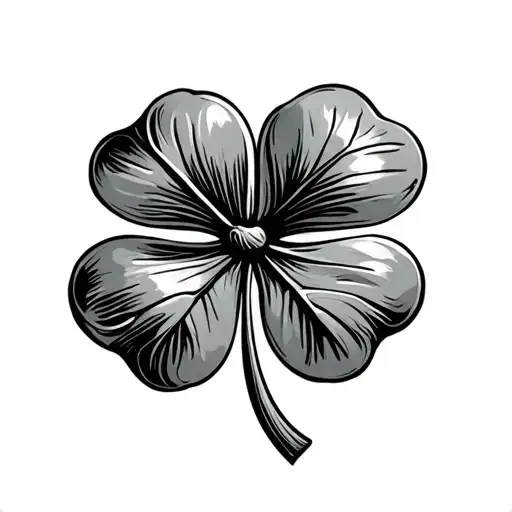 Four Leaf Clover With Heart Shape Surrounded