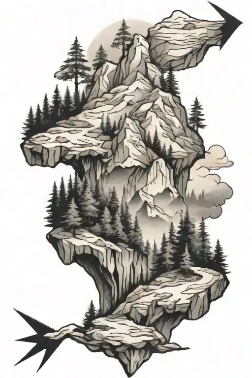 Mountain Forest In Arrow Along Spine