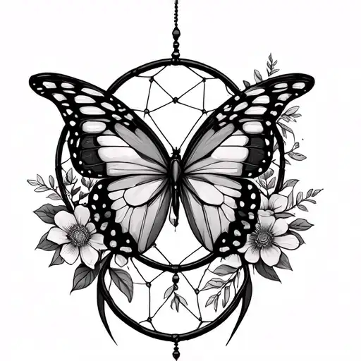 Butterfly Dream Catcher Entangled Floral