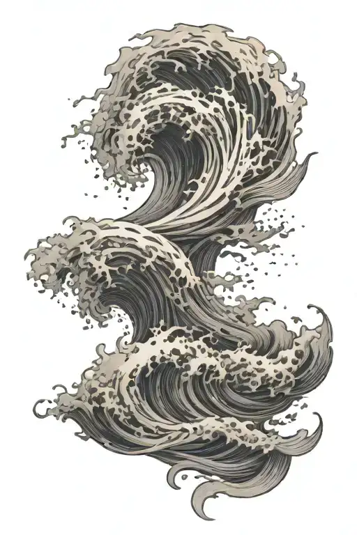 Rough Sea Waves Containing A Poem Written In The Shape