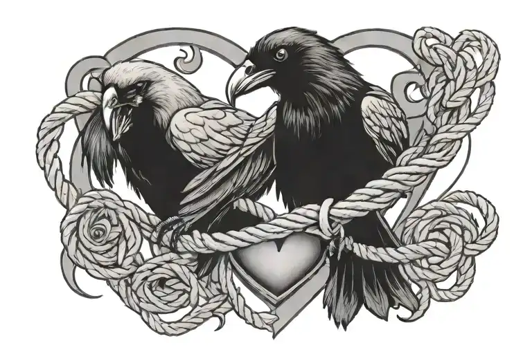 A Crow With 3 Eyes Surrounded By A Rope And Hrubnir Heart In The Chest Of The Crow