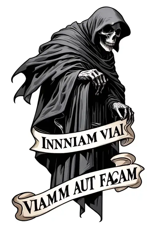 I Want Something That Incorperates The Grim Reaper And The Wording Inveniam Viam Aut Faciam