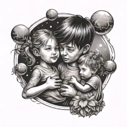 Girl Children Man Family Space