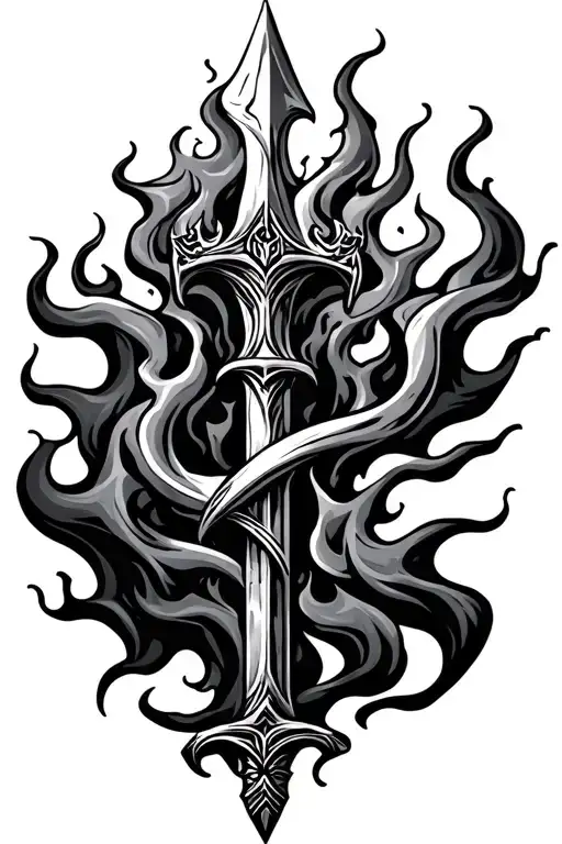 Trident Of Poseidon With Flames Engulfing
