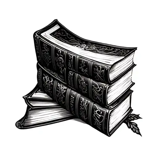 Gothic Old Book Stack Open Top Book Open