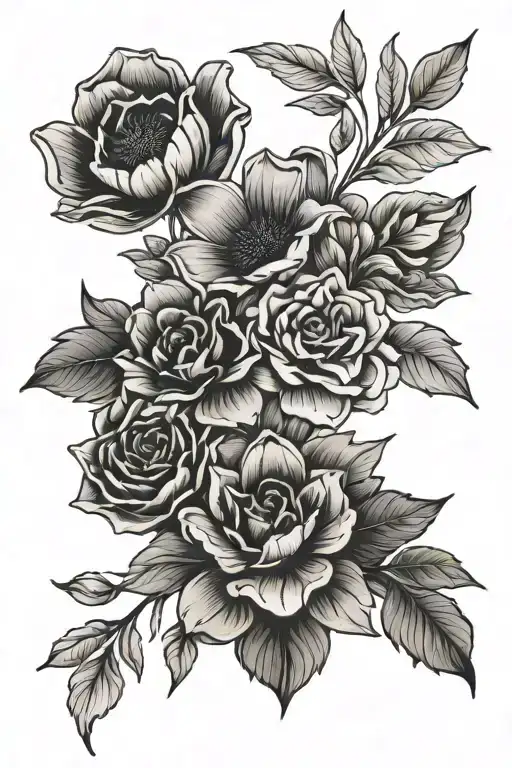 Flower Bouquet Fine Line