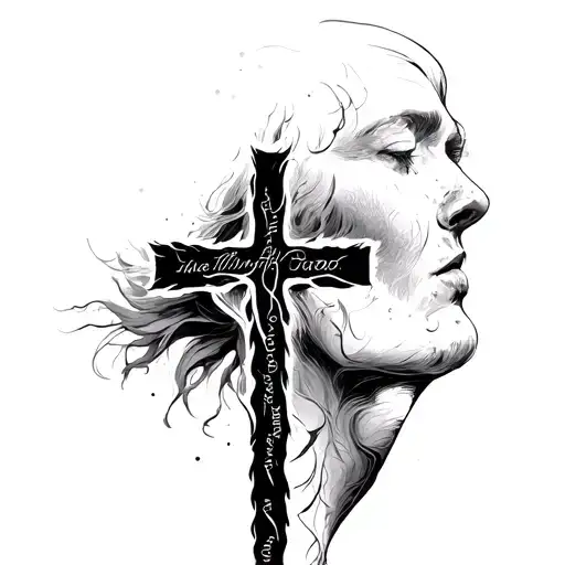 Cross On Neck With Verse Down Spine