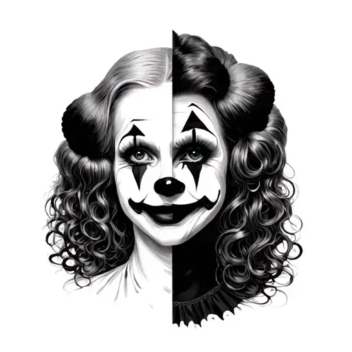 Female Clown With 3 Faces Merged Together