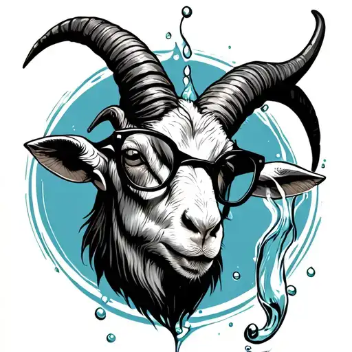 Goat Horn With Glasses And Water