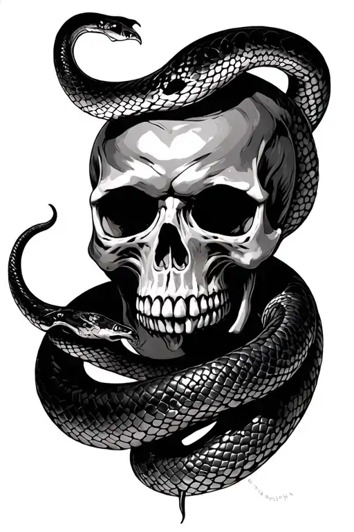 Depression Skull With Snake