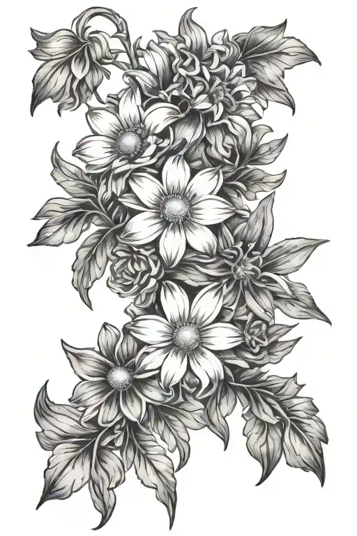 Daisy And Larkspur Flowers Intertwined