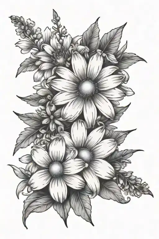 Daisy And Larkspur Flower