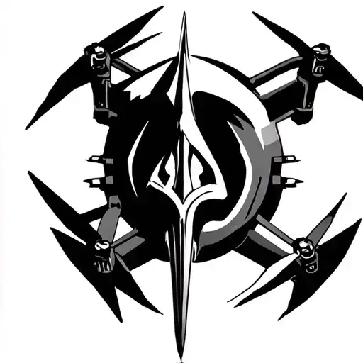 Tattoo Designs Combining An Fpv Drone And Ukrainian Trident