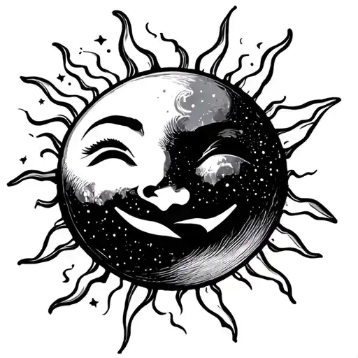 Sun Smiling And Moon Shining Brightly