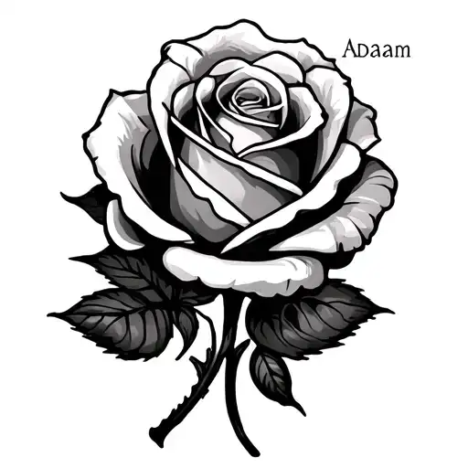 Rose With Name Adam Through It