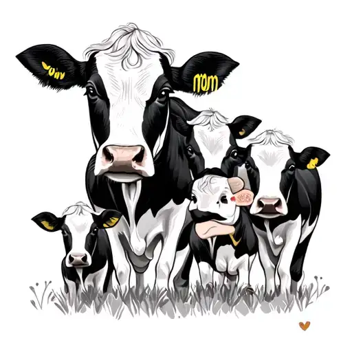 Mom Of Four Kids With Cow Theme