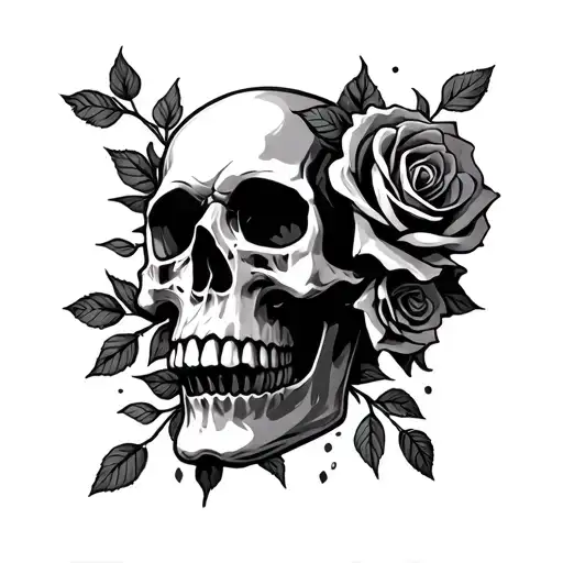 Break Of Survival Rose Skull With Roses