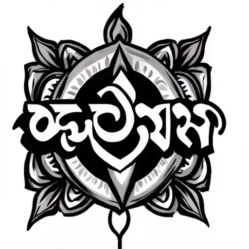 Desh Dharm Dev Name Tattoo With Trishul