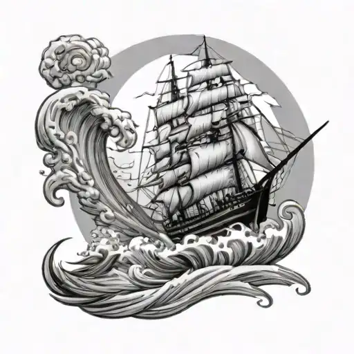 Ship Sailing Through A Sea