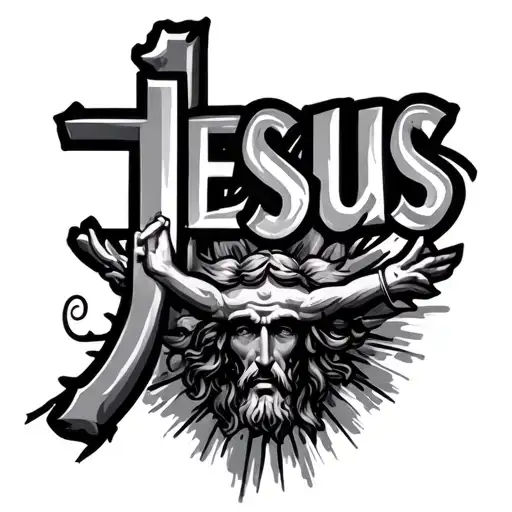 The Name Jesus With Cross Next To The Name