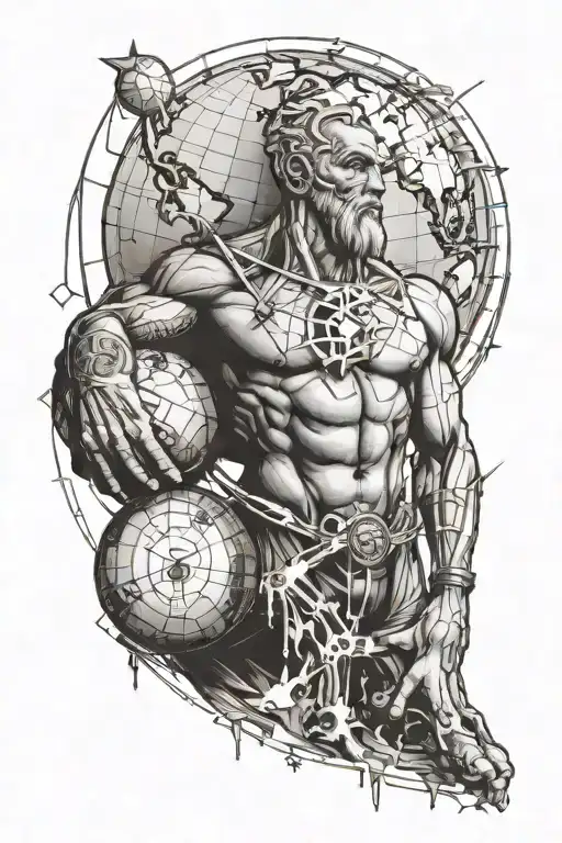 Atlas Holding Planet Earth With An Emphasis On Math And Geometry