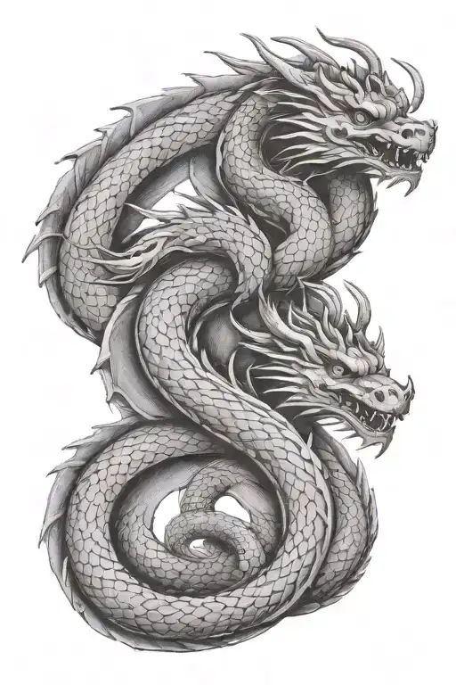 Twin Dragons Intertwined