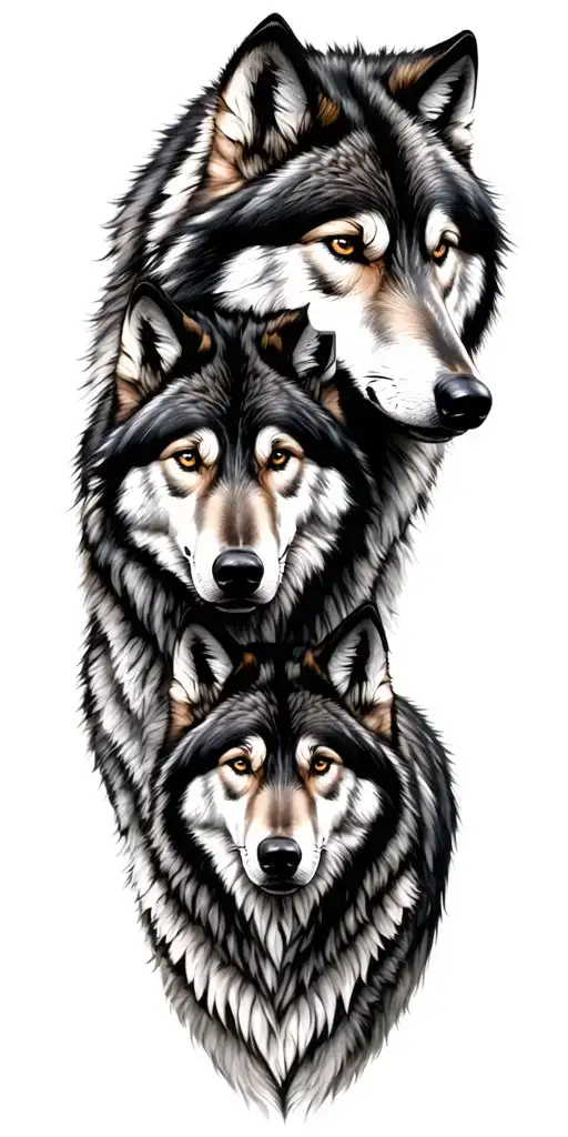 Family Of 5 Wolves Representing Family