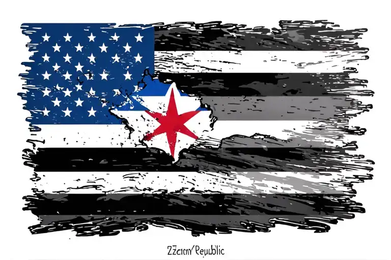 Czech Republic Flag Faded Into Usa Flag