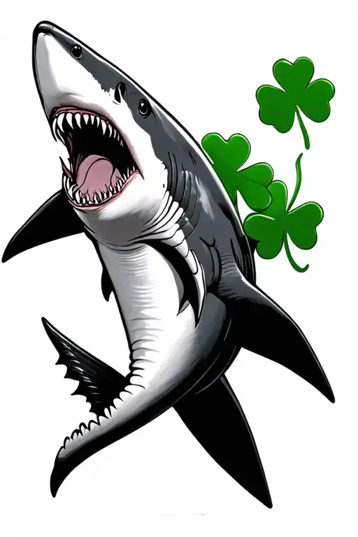 Shark With A Shamrock Behind It