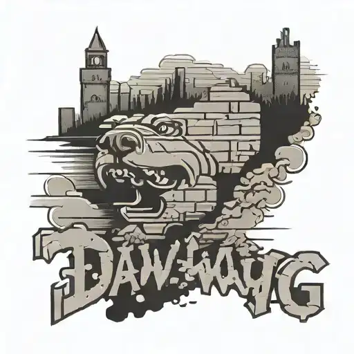 Brick Landscape Background With The Word Dawg On Top