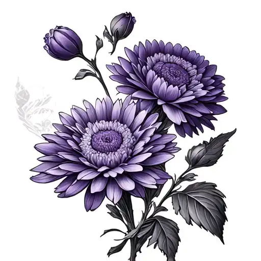 Violet And Chrysanthemum