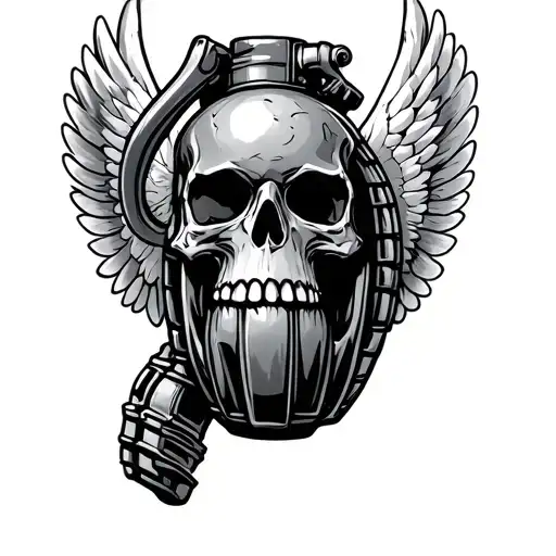 Grenade Skull With Wings