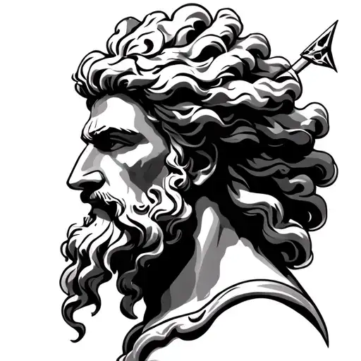 Zeus Face With Sagittarius Zodiac Sign