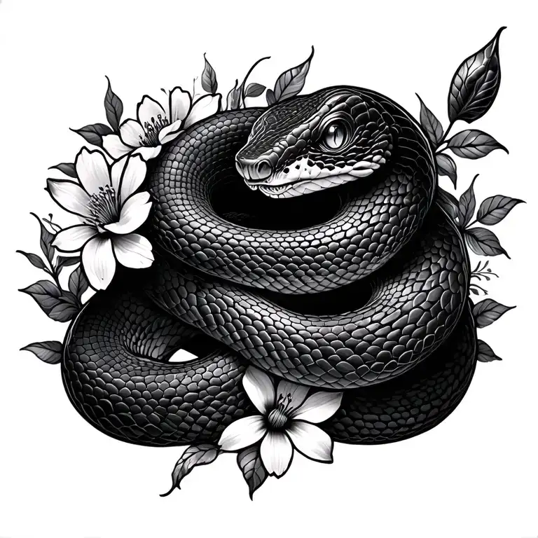 Snake With Flowers