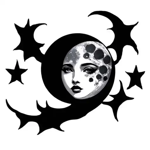 Moon With Female Face